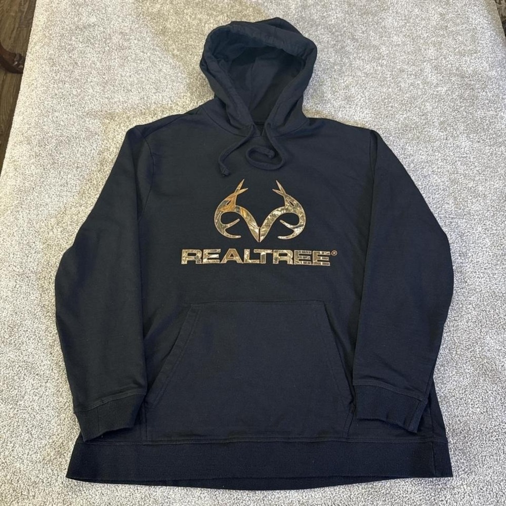 RealTree Black Camo Hoodie XL Pullover Sweatshirt Outdoor Hunting Gear